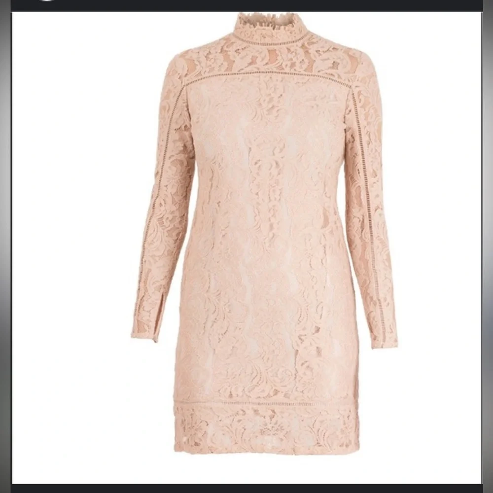 Reiss Cream Sheath Dress with Mandarin Collar and Bishop Sleeves,6 - Picture 1 of 8